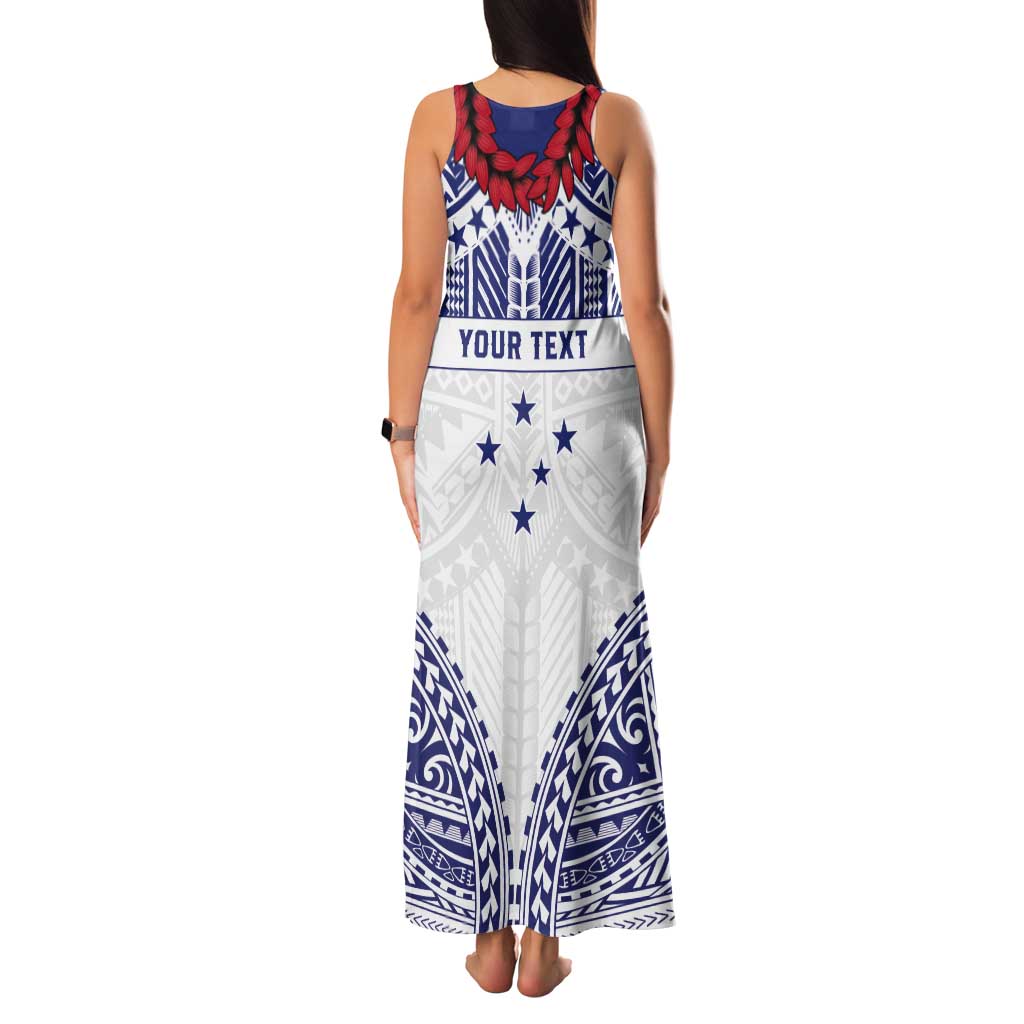 Personalised Toa Samoa Rugby Spirit Tank Maxi Dress White Samoan Tribal Pattern - Polynesian Pride