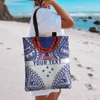 Personalised Toa Samoa Rugby Spirit Tote Bag White Samoan Tribal Pattern - Polynesian Pride