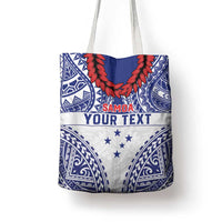 Personalised Toa Samoa Rugby Spirit Tote Bag White Samoan Tribal Pattern - Polynesian Pride
