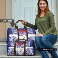 Personalised Toa Samoa Rugby Spirit Travel Bag White Samoan Tribal Pattern - Polynesian Pride