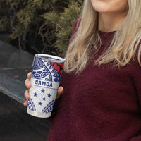 Personalised Toa Samoa Rugby Spirit Tumbler Cup White Samoan Tribal Pattern - Polynesian Pride