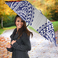 Personalised Toa Samoa Rugby Spirit Umbrella White Samoan Tribal Pattern - Polynesian Pride