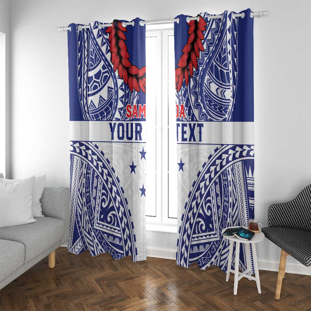 Personalised Toa Samoa Rugby Spirit Window Curtain White Samoan Tribal Pattern - Polynesian Pride