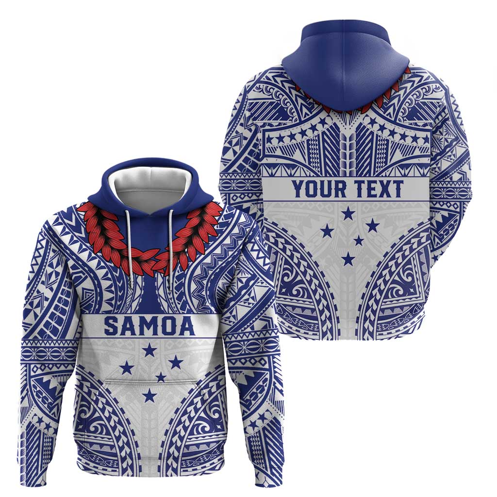 Personalised Toa Samoa Rugby Spirit Zip Hoodie White Samoan Tribal Pattern - Polynesian Pride