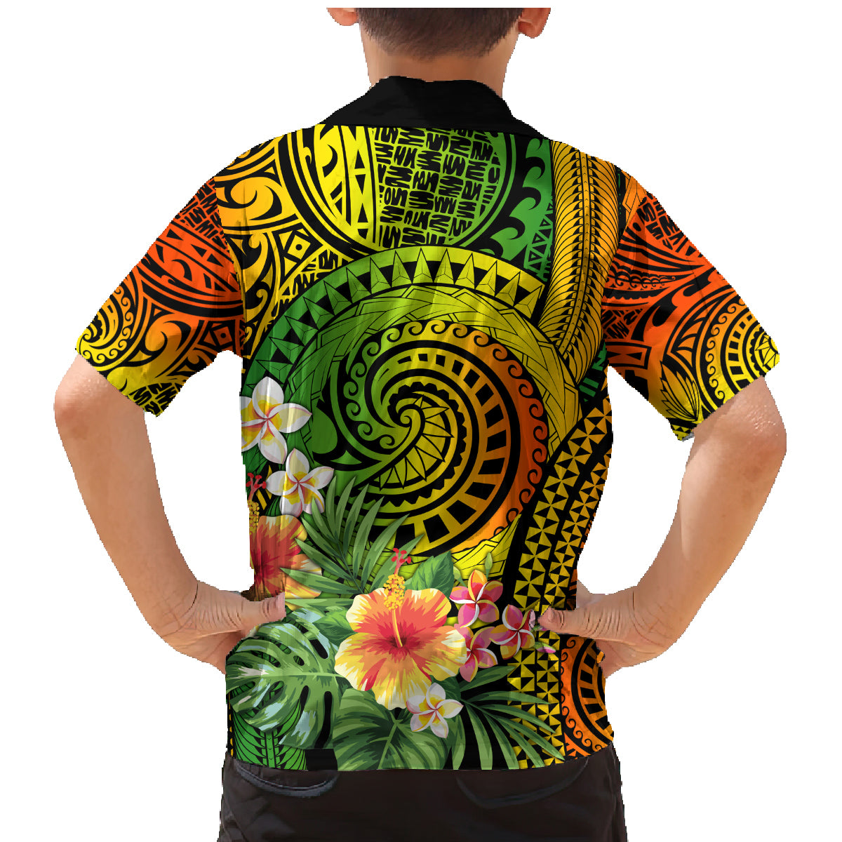 Polynesia Family Matching Mermaid Dress and Hawaiian Shirt Pasifika Tribal with Tropical Flowers LT9 - Polynesian Pride