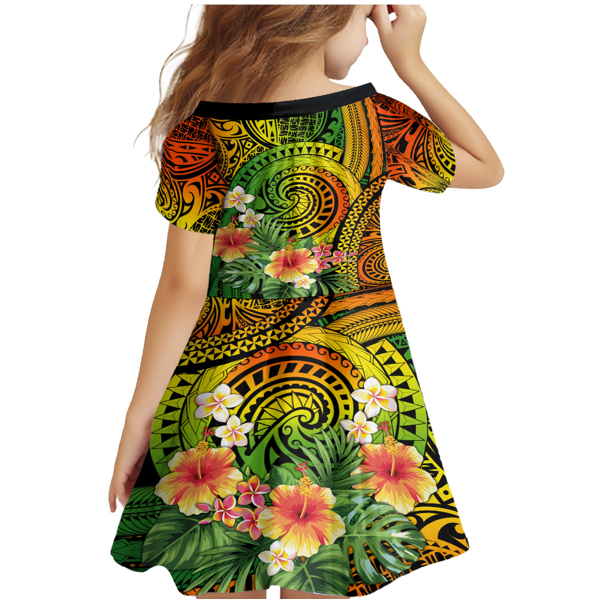 Polynesia Family Matching Mermaid Dress and Hawaiian Shirt Pasifika Tribal with Tropical Flowers LT9 - Polynesian Pride