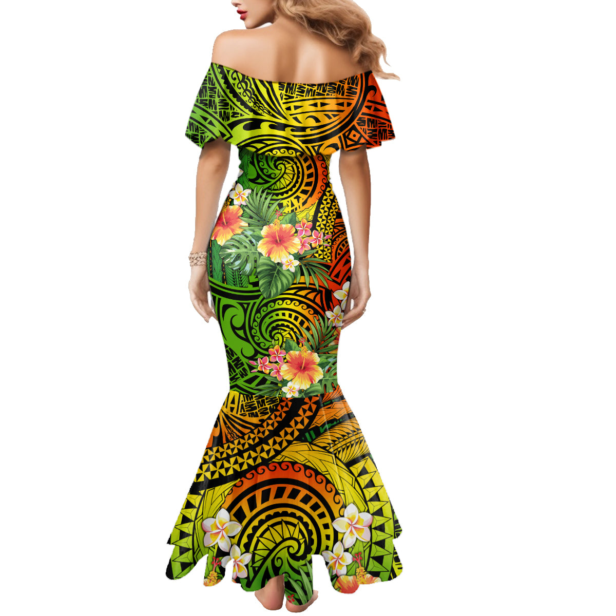 Polynesia Family Matching Mermaid Dress and Hawaiian Shirt Pasifika Tribal with Tropical Flowers LT9 - Polynesian Pride