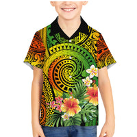 Polynesia Family Matching Mermaid Dress and Hawaiian Shirt Pasifika Tribal with Tropical Flowers LT9 Son's Shirt Reggae - Polynesian Pride