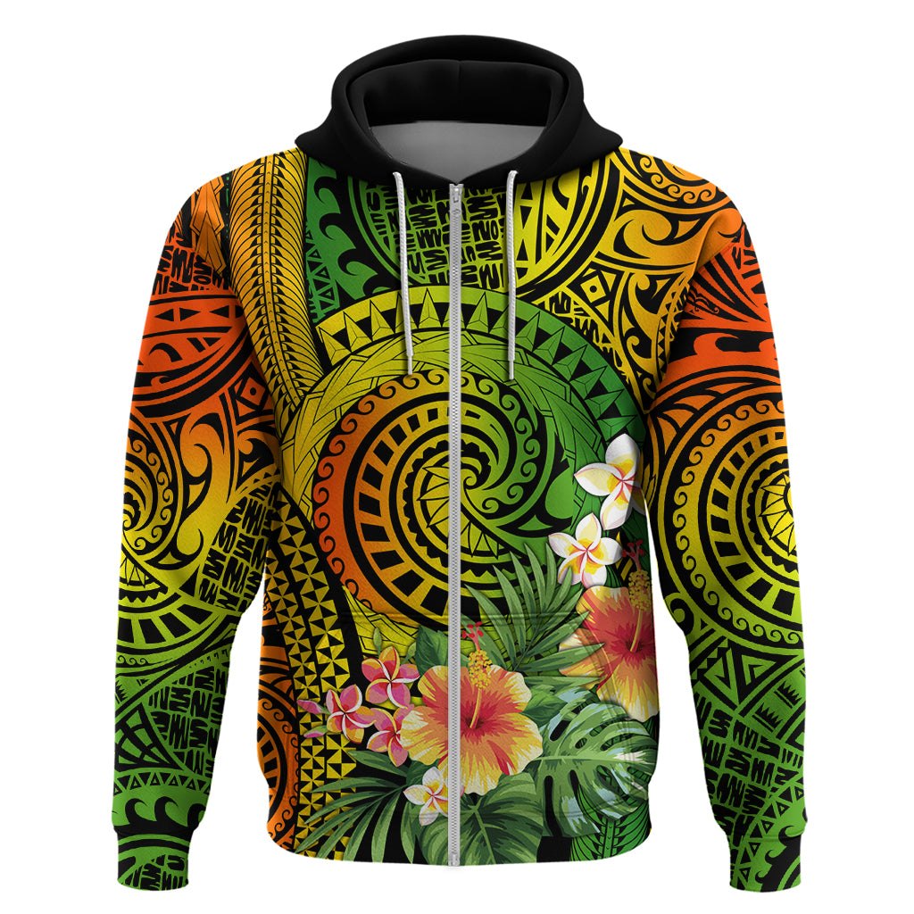 Polynesia Hoodie Pasifika Tribal with Tropical Flowers LT9 - Polynesian Pride