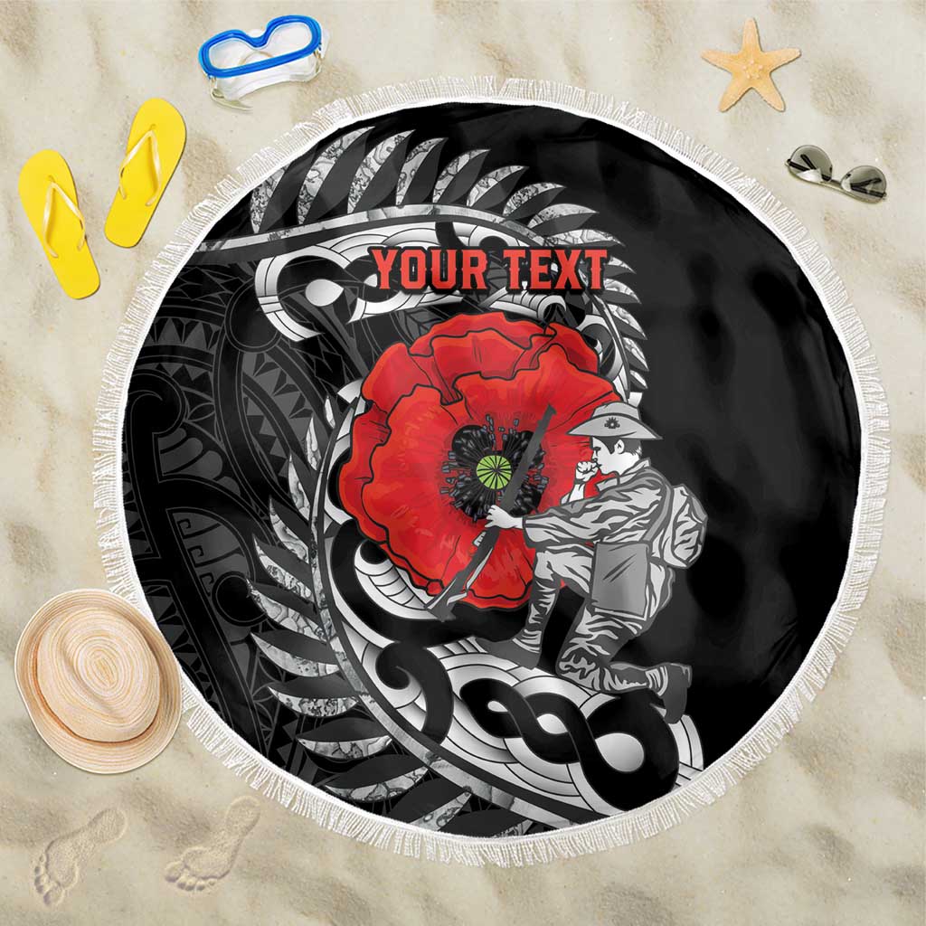 ANZAC Day Aotearoa Silver Fern Maori Personalised Beach Blanket