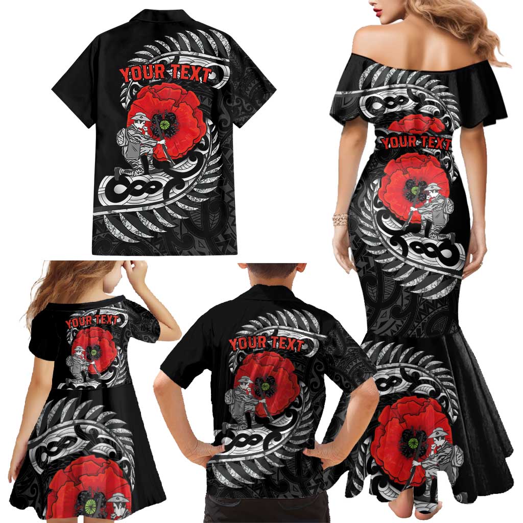 ANZAC Day Aotearoa Silver Fern Maori Personalised Family Matching Mermaid Dress and Hawaiian Shirt LT9 - Polynesian Pride