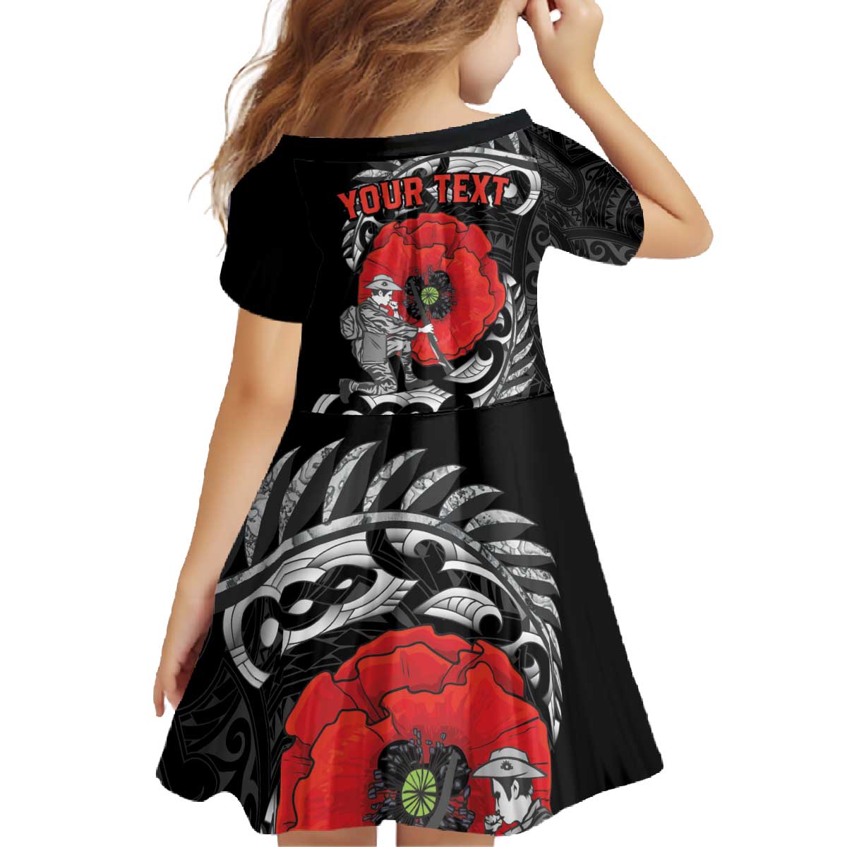 ANZAC Day Aotearoa Silver Fern Maori Personalised Family Matching Off The Shoulder Long Sleeve Dress and Hawaiian Shirt LT9 - Polynesian Pride