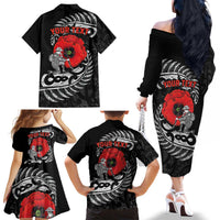 ANZAC Day Aotearoa Silver Fern Maori Personalised Family Matching Off The Shoulder Long Sleeve Dress and Hawaiian Shirt LT9 - Polynesian Pride
