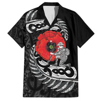 ANZAC Day Aotearoa Silver Fern Maori Personalised Family Matching Puletasi and Hawaiian Shirt LT9 Dad's Shirt - Short Sleeve Black - Polynesian Pride