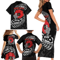ANZAC Day Aotearoa Silver Fern Maori Personalised Family Matching Short Sleeve Bodycon Dress and Hawaiian Shirt LT9 - Polynesian Pride