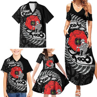 ANZAC Day Aotearoa Silver Fern Maori Personalised Family Matching Summer Maxi Dress and Hawaiian Shirt