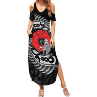 ANZAC Day Aotearoa Silver Fern Maori Personalised Family Matching Summer Maxi Dress and Hawaiian Shirt