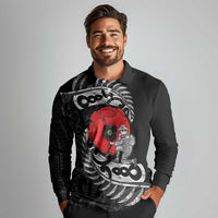 ANZAC Day Aotearoa Silver Fern Maori Personalised Long Sleeve Polo Shirt
