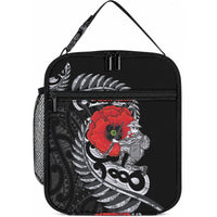 ANZAC Day Aotearoa Silver Fern Maori Personalised Lunch Bag LT9 10.2 × 8.3 × 4.3 inch Black - Polynesian Pride