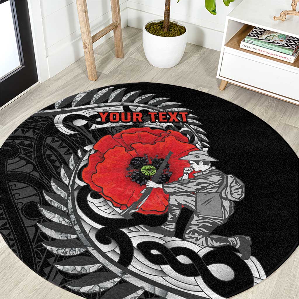 ANZAC Day Aotearoa Silver Fern Maori Personalised Round Carpet