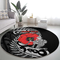 ANZAC Day Aotearoa Silver Fern Maori Personalised Round Carpet