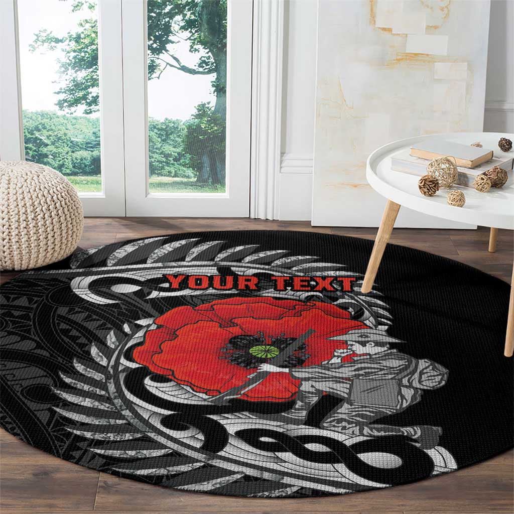 ANZAC Day Aotearoa Silver Fern Maori Personalised Round Carpet