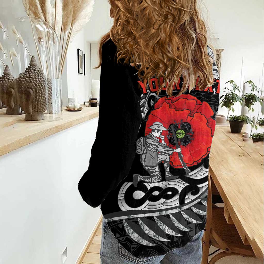 ANZAC Day Aotearoa Silver Fern Maori Personalised Women Casual Shirt LT9 - Polynesian Pride