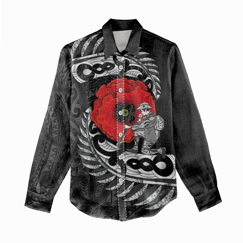 ANZAC Day Aotearoa Silver Fern Maori Personalised Women Casual Shirt LT9 - Polynesian Pride