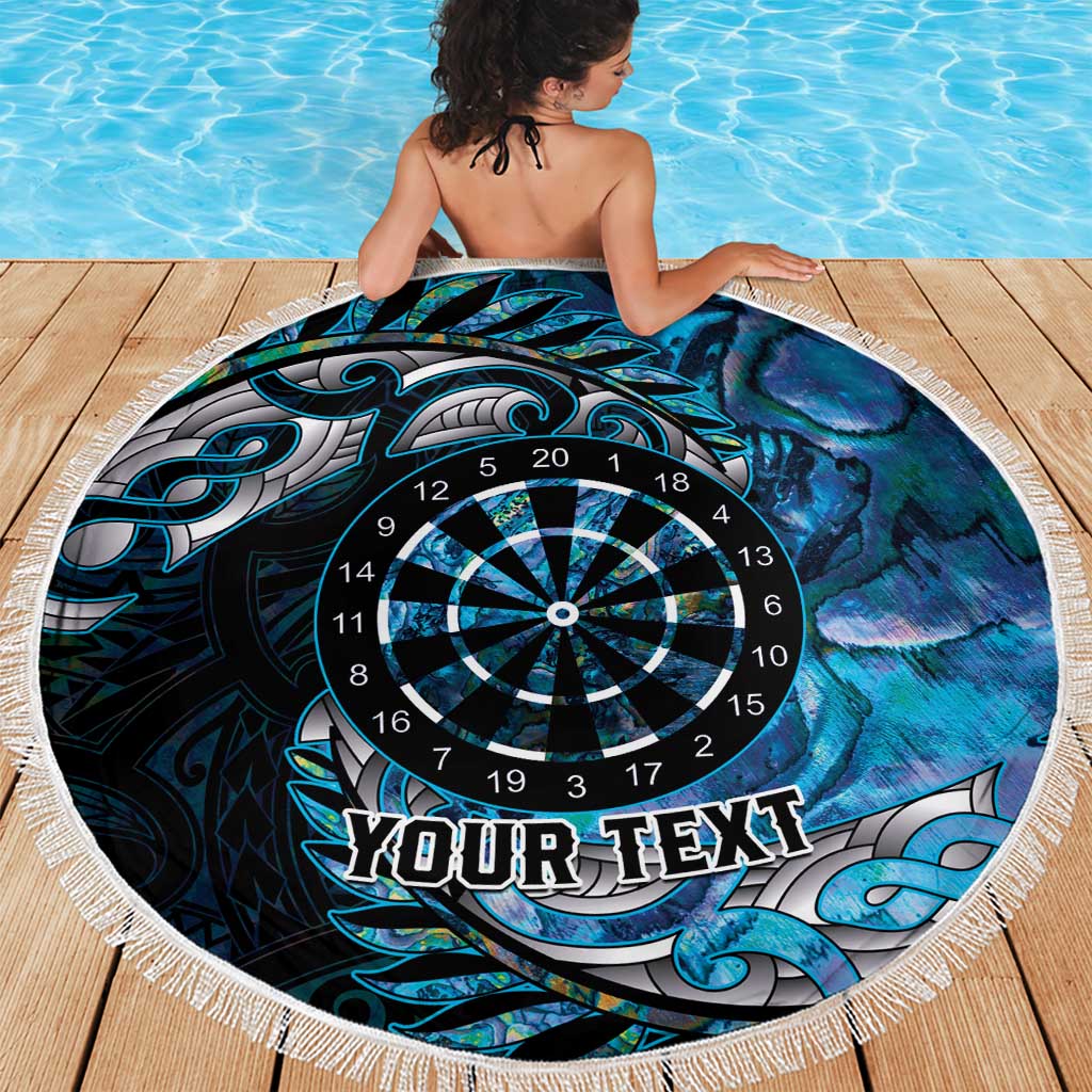New Zealand Darts Personalised Beach Blanket Aotearoa Silver Fern Blue Papua Shell Spirit