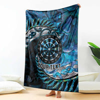 New Zealand Darts Personalised Blanket Aotearoa Silver Fern Blue Papua Shell Spirit