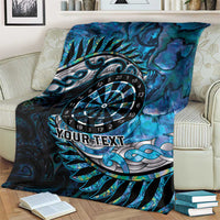 New Zealand Darts Personalised Blanket Aotearoa Silver Fern Blue Papua Shell Spirit