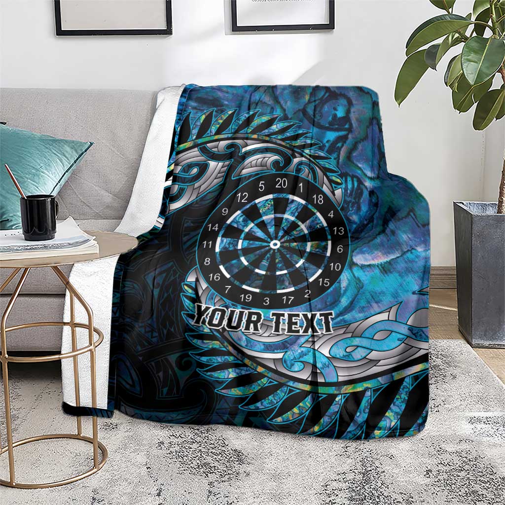 New Zealand Darts Personalised Blanket Aotearoa Silver Fern Blue Papua Shell Spirit