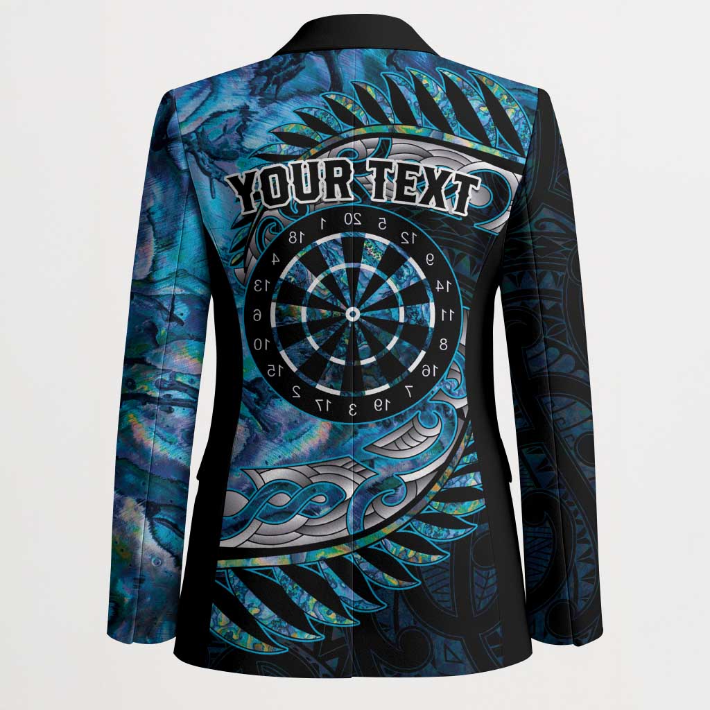New Zealand Darts Personalised Blazer Aotearoa Silver Fern Blue Papua Shell Spirit - Polynesian Pride