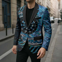 New Zealand Darts Personalised Blazer Aotearoa Silver Fern Blue Papua Shell Spirit - Polynesian Pride