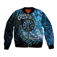 New Zealand Darts Personalised Bomber Jacket Aotearoa Silver Fern Blue Papua Shell Spirit