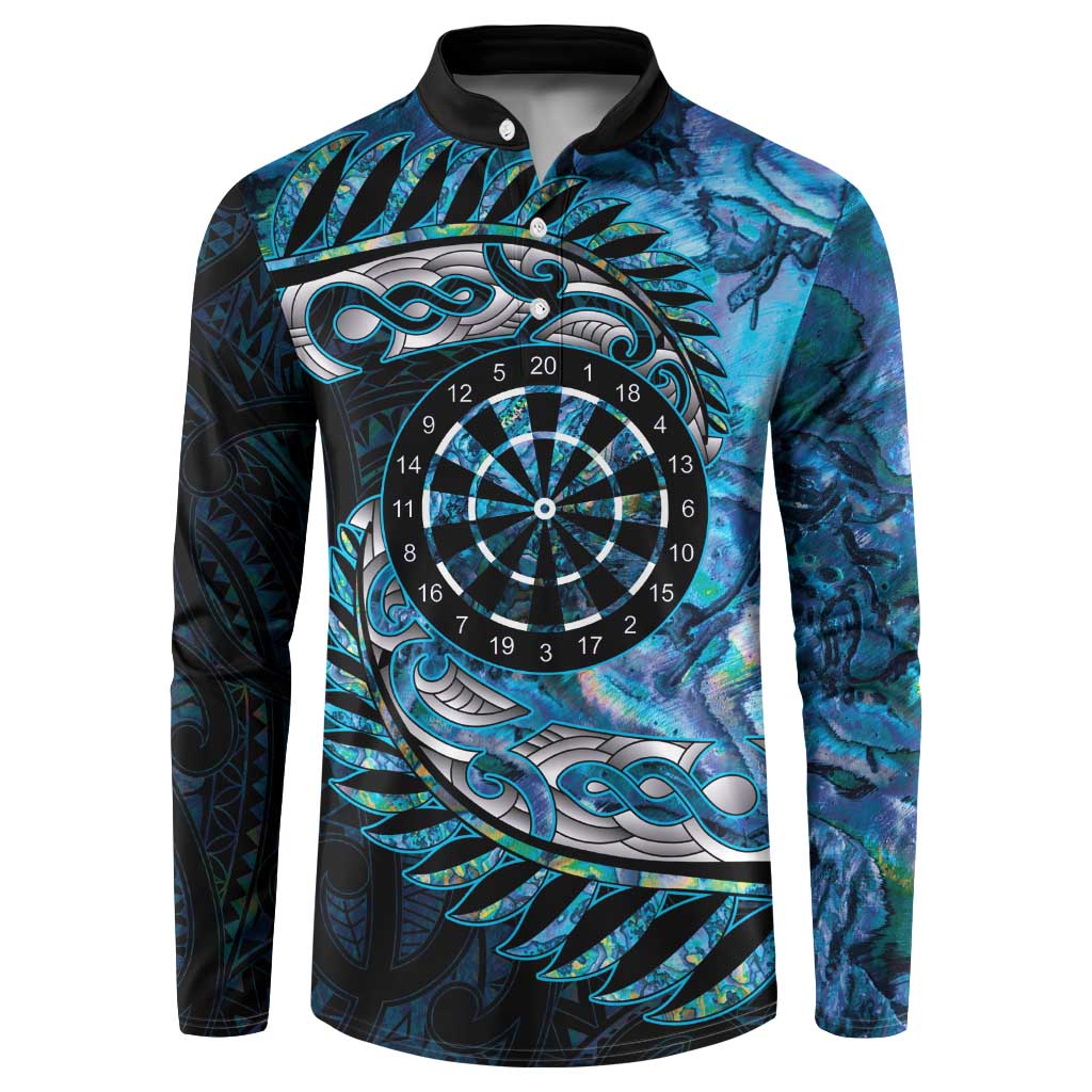 New Zealand Darts Personalised Button Sweatshirt Aotearoa Silver Fern Blue Papua Shell Spirit