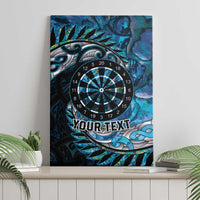 New Zealand Darts Personalised Canvas Wall Art Aotearoa Silver Fern Blue Papua Shell Spirit