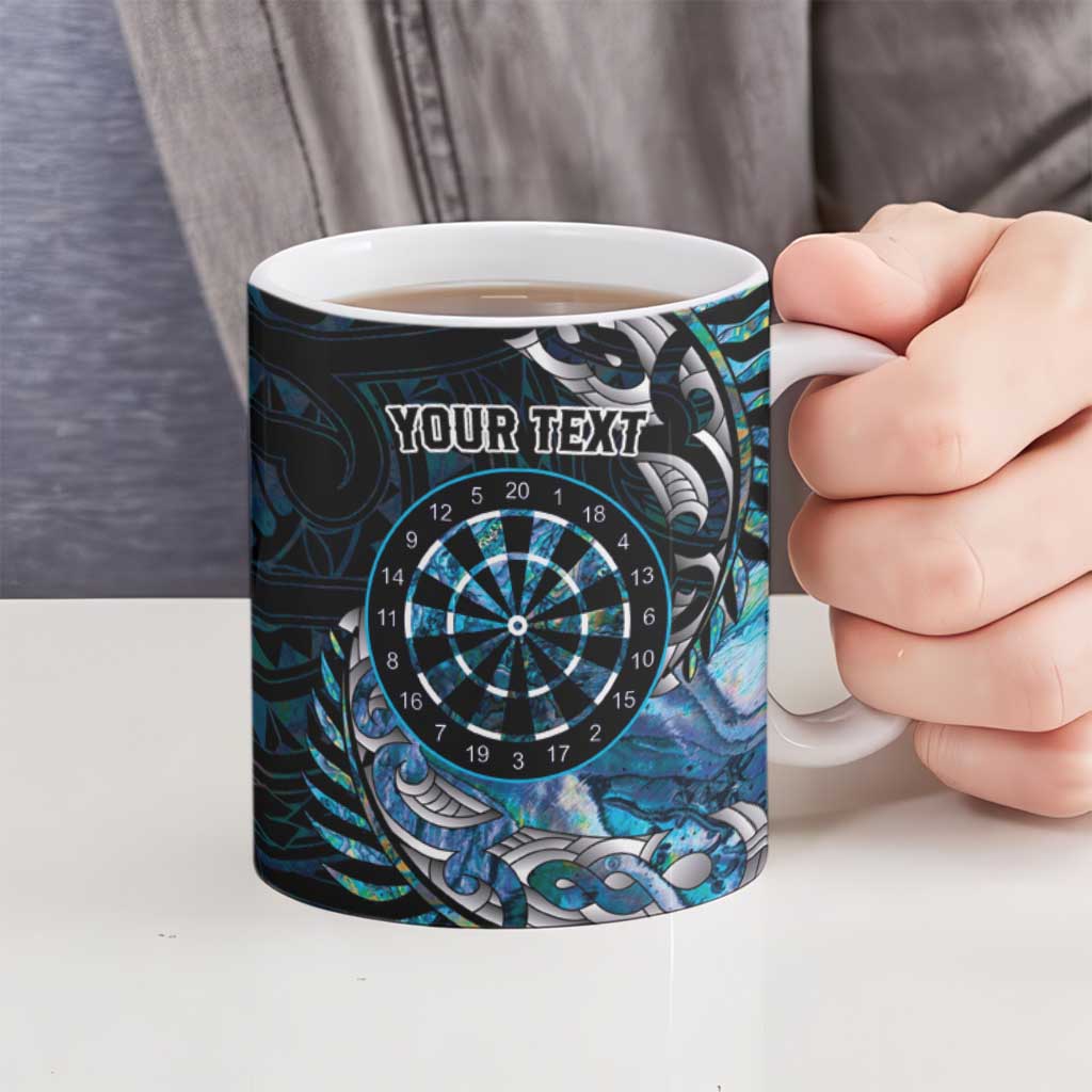 New Zealand Darts Personalised Ceramic Mug Aotearoa Silver Fern Blue Papua Shell Spirit - Polynesian Pride