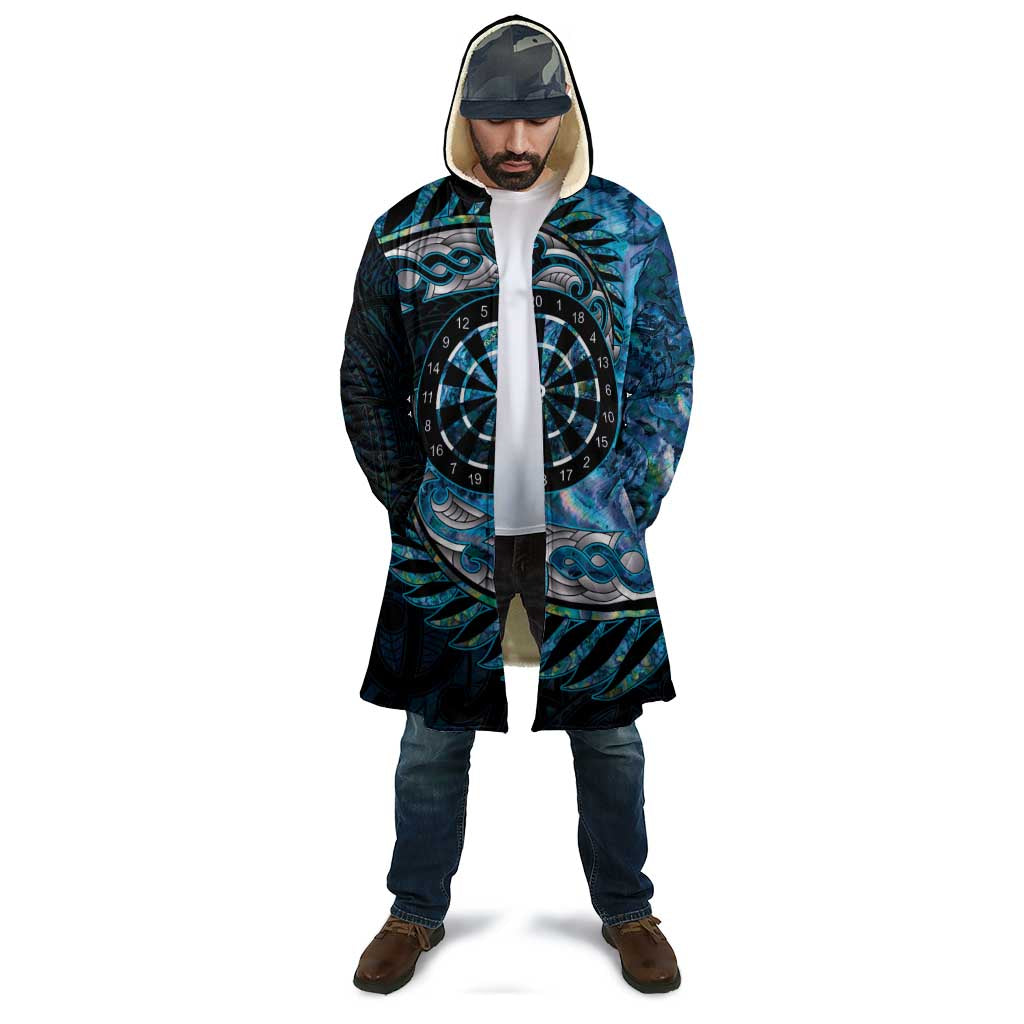 New Zealand Darts Personalised Cloak Aotearoa Silver Fern Blue Papua Shell Spirit - Polynesian Pride