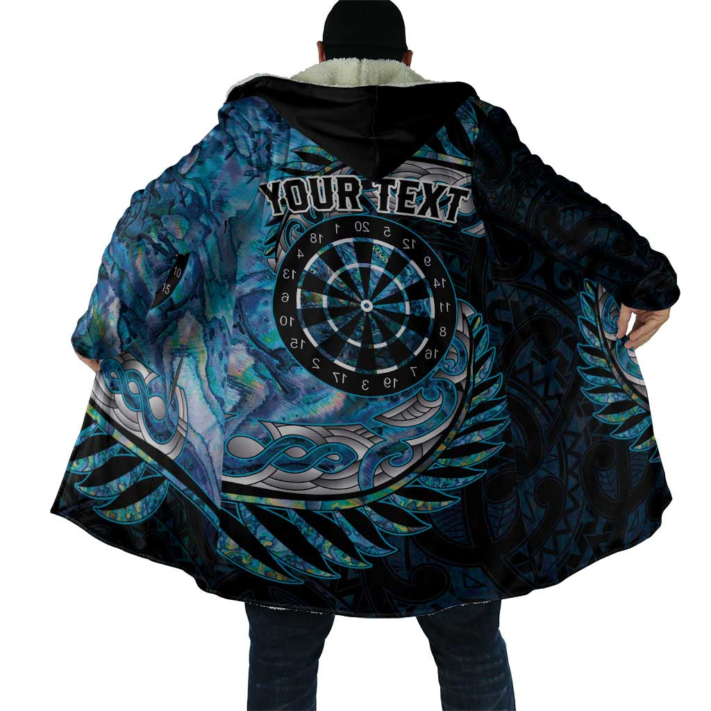 New Zealand Darts Personalised Cloak Aotearoa Silver Fern Blue Papua Shell Spirit - Polynesian Pride