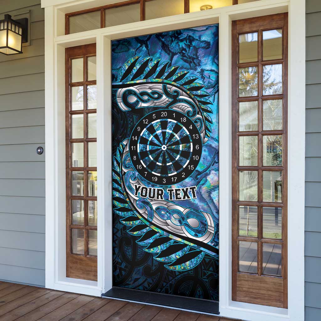 New Zealand Darts Personalised Door Cover Aotearoa Silver Fern Blue Papua Shell Spirit - Polynesian Pride