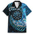 New Zealand Darts Personalised Family Matching Long Sleeve Bodycon Dress and Hawaiian Shirt Aotearoa Silver Fern Blue Papua Shell Spirit