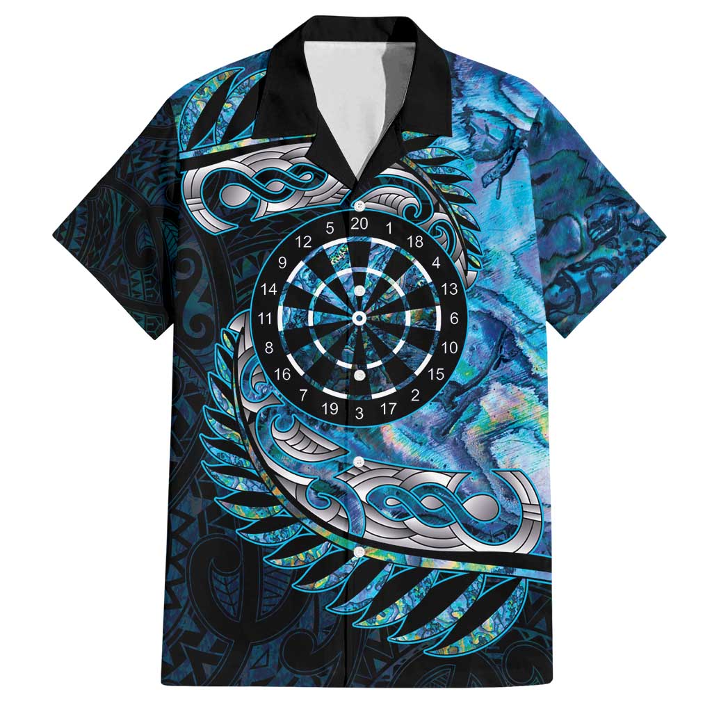 New Zealand Darts Personalised Family Matching Off Shoulder Maxi Dress and Hawaiian Shirt Aotearoa Silver Fern Blue Papua Shell Spirit