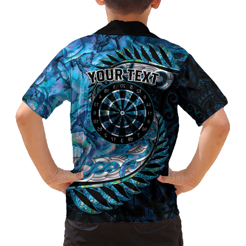 New Zealand Darts Personalised Family Matching Tank Maxi Dress and Hawaiian Shirt Aotearoa Silver Fern Blue Papua Shell Spirit