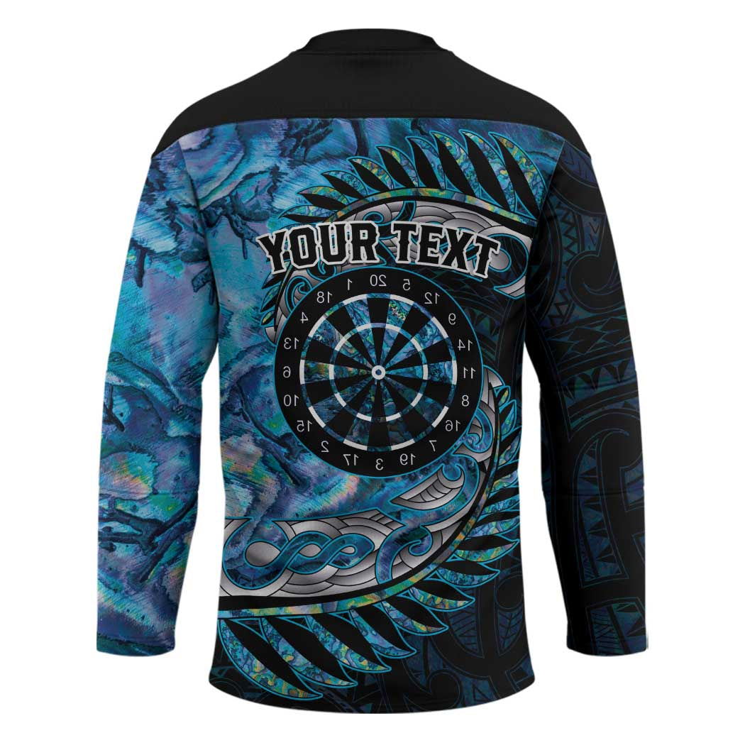 New Zealand Darts Personalised Hockey Jersey Aotearoa Silver Fern Blue Papua Shell Spirit - Polynesian Pride