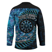 New Zealand Darts Personalised Hockey Jersey Aotearoa Silver Fern Blue Papua Shell Spirit - Polynesian Pride