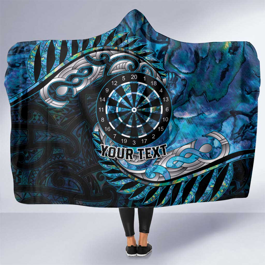 New Zealand Darts Personalised Hooded Blanket Aotearoa Silver Fern Blue Papua Shell Spirit