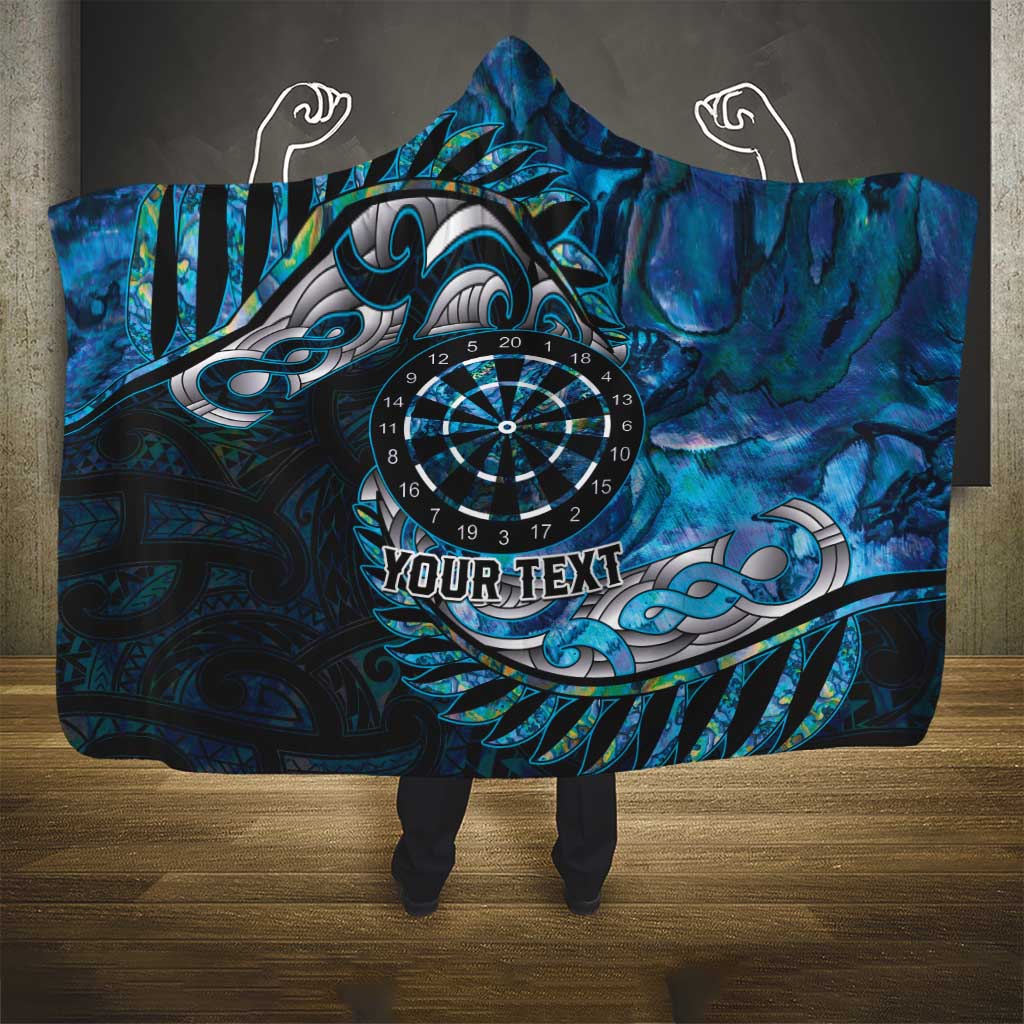 New Zealand Darts Personalised Hooded Blanket Aotearoa Silver Fern Blue Papua Shell Spirit