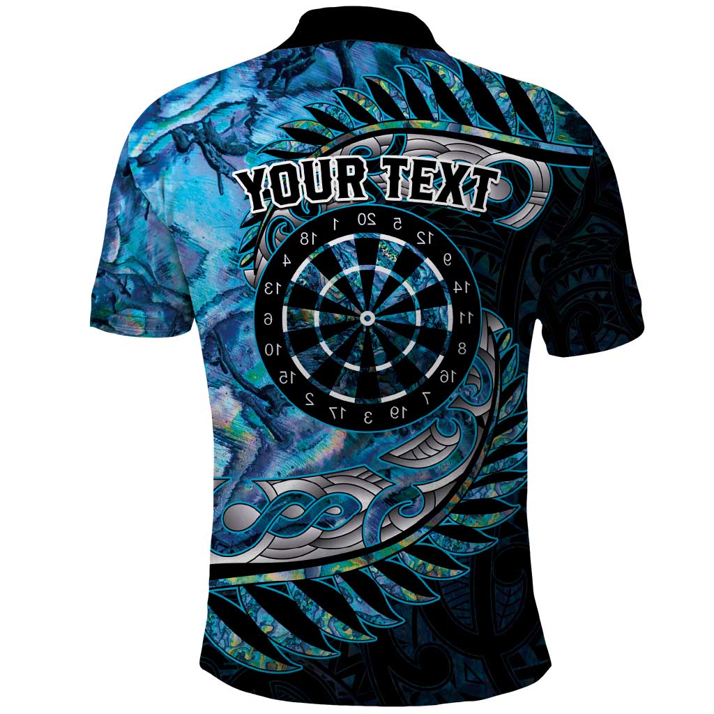 New Zealand Darts Personalised Polo Shirt Aotearoa Silver Fern Blue Papua Shell Spirit LT9 - Polynesian Pride