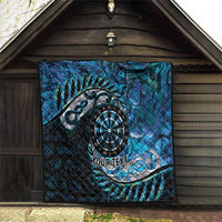 New Zealand Darts Personalised Quilt Aotearoa Silver Fern Blue Papua Shell Spirit